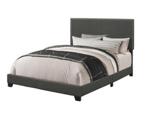 Load image into Gallery viewer, Boyd California King, King, &amp; Queen Upholstered Bed with Nailhead Trim Charcoal &amp; Grey