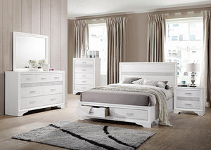 Miranda California King. E.King, & Queen 2-drawer Storage Bed Black & White