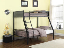 Load image into Gallery viewer, Meyers Twin Over Full Metal Bunk Bed Black and Gunmetal