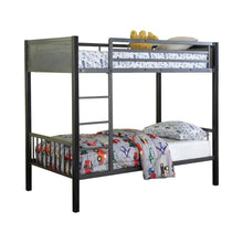 Load image into Gallery viewer, Meyers Twin Over Twin Metal Bunk Bed Black and Gunmetal