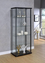 Load image into Gallery viewer, Delphinium 5-shelf Glass Curio Cabinet Black and Clear