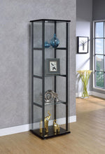 Load image into Gallery viewer, Cyclamen 4-shelf Glass Curio Cabinet Black and Clear