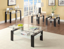Load image into Gallery viewer, Dyer Tempered Glass Sofa Table with Shelf Black