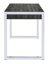 Load image into Gallery viewer, Wallice 2-drawer Writing Desk Weathered Grey and Chrome