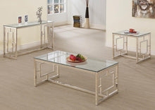 Load image into Gallery viewer, Merced Rectangle Glass Top Sofa Table Nickel