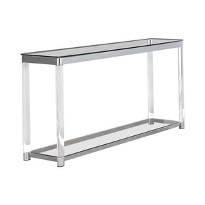 Anne Sofa Table with Lower Shelf Chrome and Clear