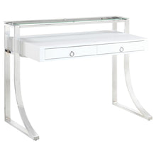 Load image into Gallery viewer, Gemma 2-drawer Writing Desk Glossy White and Chrome