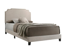 Load image into Gallery viewer, Tamarac Upholstered Nailhead Full, Eastern King &amp; Queen Bed Beige &amp; Grey