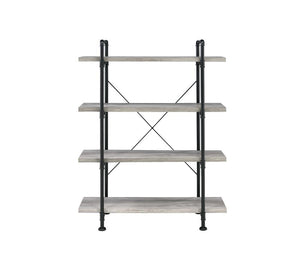 Delray 4-tier Open Shelving Bookcase Grey Driftwood and Black