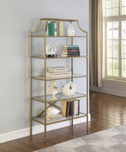 Load image into Gallery viewer, Serena 5-tier Tempered Glass Shelves Bookcase Matte Gold