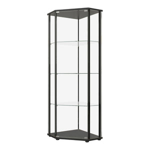 Zenobia Glass Shelf Curio Cabinet Clear and Black