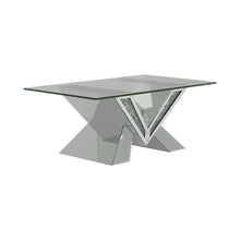 Load image into Gallery viewer, Taffeta V-shaped Coffee Table with Glass Top Silver