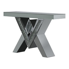 Load image into Gallery viewer, Taffeta V-shaped Sofa Table with Glass Top Silver