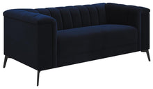 Load image into Gallery viewer, Chalet Tuxedo Arm Loveseat Blue