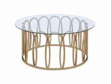 Load image into Gallery viewer, Monett Round Coffee Table Chocolate Chrome and Clear