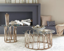 Load image into Gallery viewer, Monett Round Coffee Table Chocolate Chrome and Clear