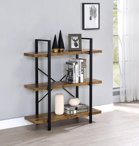 Cole 3-Shelf Bookcase Antique Nutmeg and Black