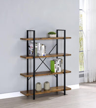 Load image into Gallery viewer, Cole 4-Shelf Bookcase Antique Nutmeg and Black