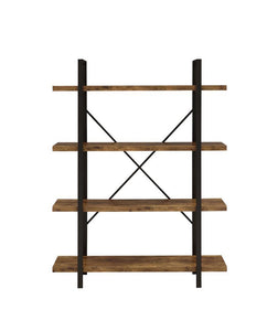 Cole 4-Shelf Bookcase Antique Nutmeg and Black