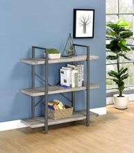 Load image into Gallery viewer, Cole 3-Shelf Bookcase Grey Driftwood and Gunmetal