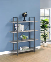 Load image into Gallery viewer, Cole 4-Shelf Bookcase Grey Driftwood and Gunmetal