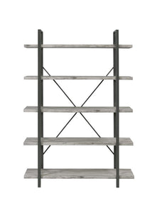 Cole 5-Shelf Bookcase Grey Driftwood and Gunmetal