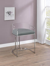 Load image into Gallery viewer, Thermosolis Acrylic Back Counter Height Stools Grey and Chrome (Set of 2)