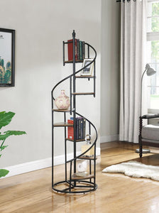 Roseglen 8-shelf Staircase Bookcase Rustic Brown and Black