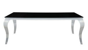 Carone Rectangular Glass Top Dining Table Black and Chrome