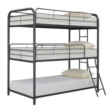 Load image into Gallery viewer, Garner Triple Twin Bunk Bed with Ladder Gunmetal