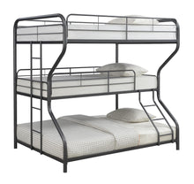 Load image into Gallery viewer, Garner Triple Full Over Twin Over Full Bunk Bed with Ladder Gunmetal