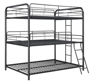 Garner Triple Full Bunk Bed with Ladder Gunmetal