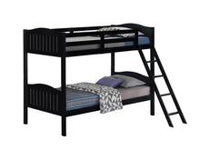 Load image into Gallery viewer, Arlo Twin Over Twin Bunk Bed with Ladder Black