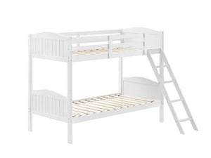 Arlo Twin Over Twin Bunk Bed with Ladder White