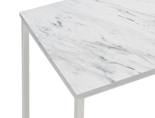 Load image into Gallery viewer, Leona Faux Marble Square End Table White and Satin Nickel