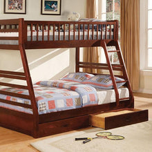 Load image into Gallery viewer, California II Cherry Twin/Full Bunk Bed w/ 2 Drawers Cherry, Walnut, Grey, &amp;Oak