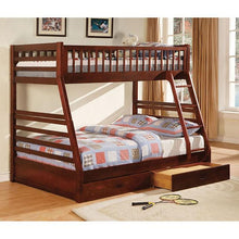 Load image into Gallery viewer, California II Cherry Twin/Full Bunk Bed w/ 2 Drawers Cherry, Walnut, Grey, &amp;Oak