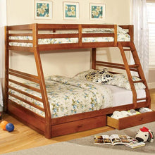 Load image into Gallery viewer, California II Cherry Twin/Full Bunk Bed w/ 2 Drawers Cherry, Walnut, Grey, &amp;Oak