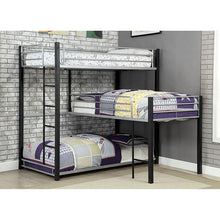 Load image into Gallery viewer, Aubrey Sand Black Twin Triple Decker Bed