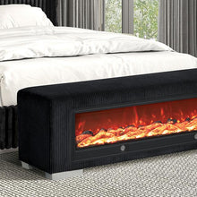 Load image into Gallery viewer, Elnath Bench w/ Visual Wood Log Fireplace Gray