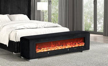 Load image into Gallery viewer, Elnath Bench w/ Visual Wood Log Fireplace Gray