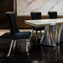 Load image into Gallery viewer, Basilicata 7 Pc Dining Table Set Chrome &amp; Gold 5