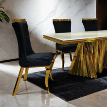 Load image into Gallery viewer, Basilicata 7 Pc Dining Table Set Chrome &amp; Gold 5