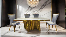 Load image into Gallery viewer, Basilicata 7 Pc Dining Table Set Chrome &amp; Gold 5