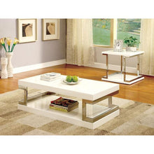 Load image into Gallery viewer, MEDA White/Chrome End Table, White