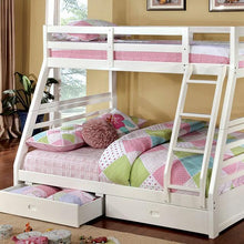 Load image into Gallery viewer, California III White Twin/Full Bunk Bed w/ 2 Drawers image