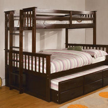 Load image into Gallery viewer, University I Dark Walnut Twin/Full Bunk Bed + Trundle image