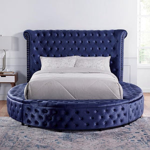 SANSOM E.King & Queen Bed, Black, Blue, & Grey