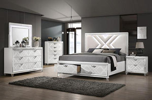 Emmeline Queen Bedroom Set Silver & White