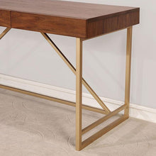 Load image into Gallery viewer, Halstein Light Walnut/Gold Desk